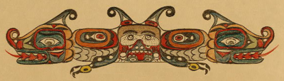Ayahos - a representation of a'yahos, Native American supernatural spirit associated with earthquakes - from Wikipedia's Seattle Fault article