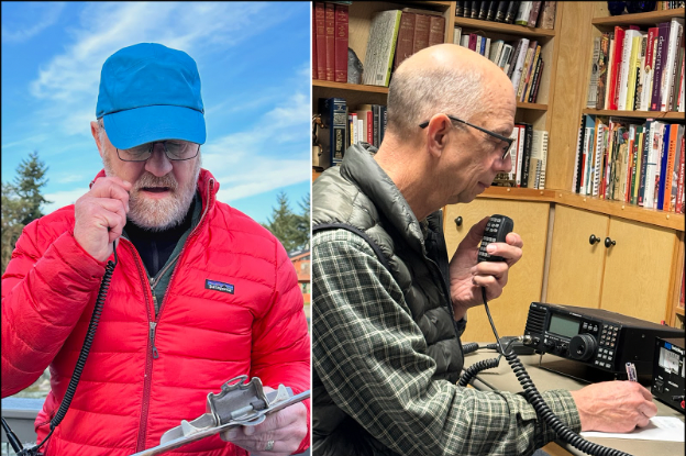 Ham radio operators using their radios