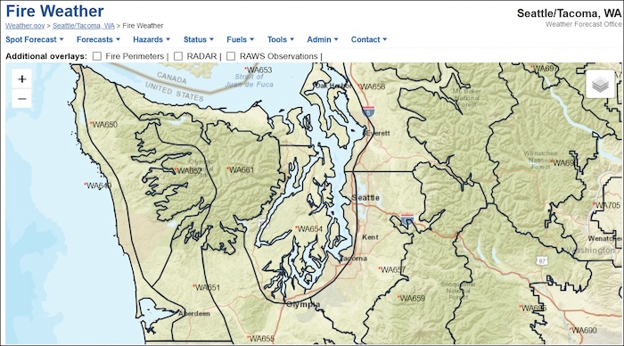 Map of Fire Weather Zone WA654